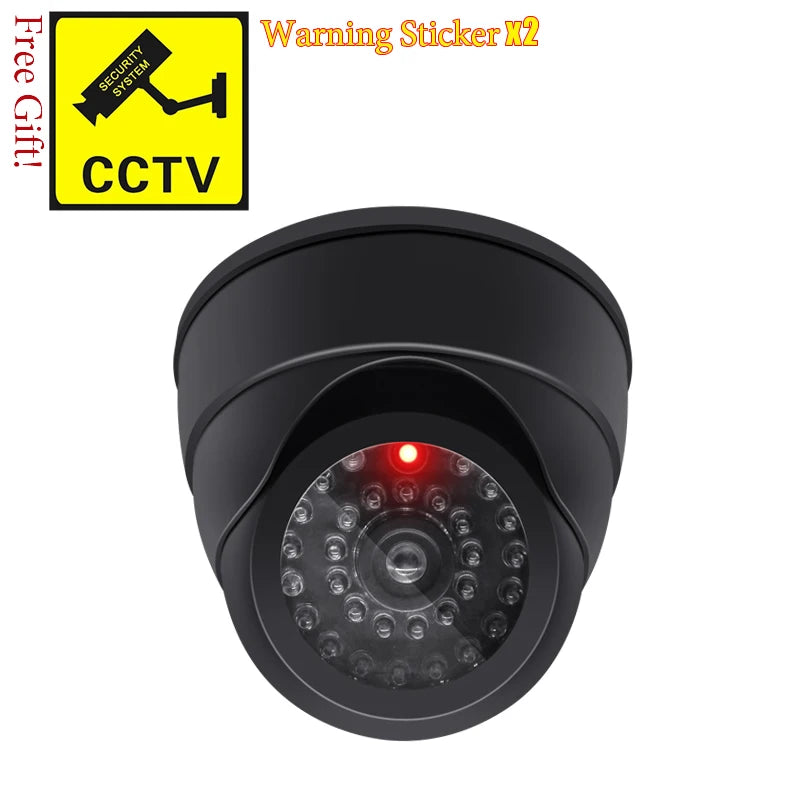 Dummy CCTV Camera with LED – Black/White Fake Security Deterrent