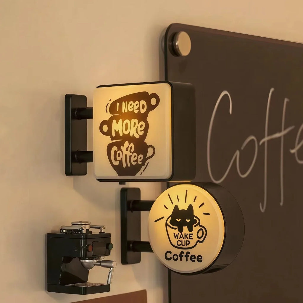Coffee Corner Creative Atmosphere Light Sign Fridge Magnet Magnetic Home Miniature Pegboard Coffee Shop Glowing Decoration