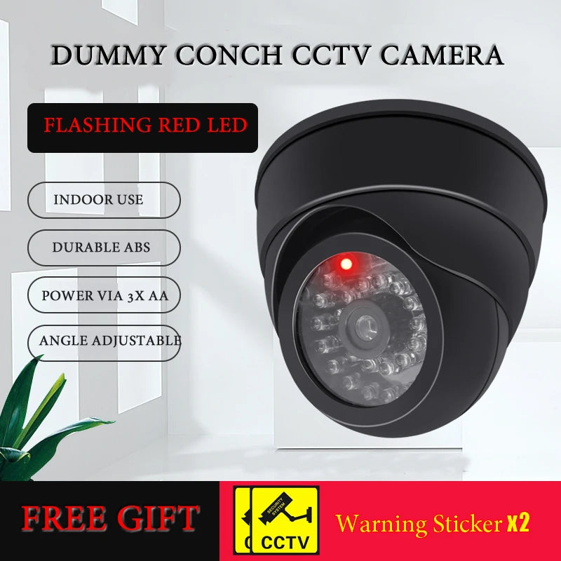 Dummy CCTV Camera with LED – Black/White Fake Security Deterrent