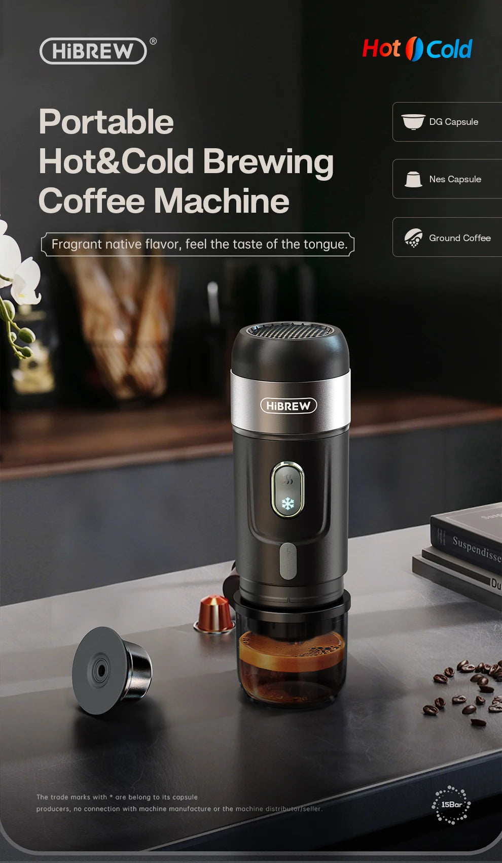 HiBREW H4A Portable Espresso Machine | Nespresso & Ground Coffee