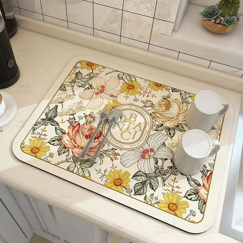 Coffee Bar Mat Non-Slip Absorbent Drip Tray | Espresso Machine Accessory