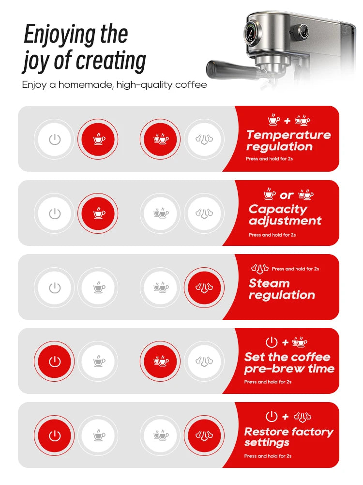 HiBREW H10B Semi-Automatic Espresso Machine | 20 Bar Pressure