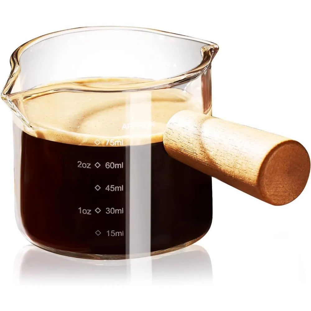Italian Coffee Cup with Handle, 3.5 Oz Double mouth Glass Measuring Cup with Scale Transparent Italian Coffee Cup, Drinking Cup