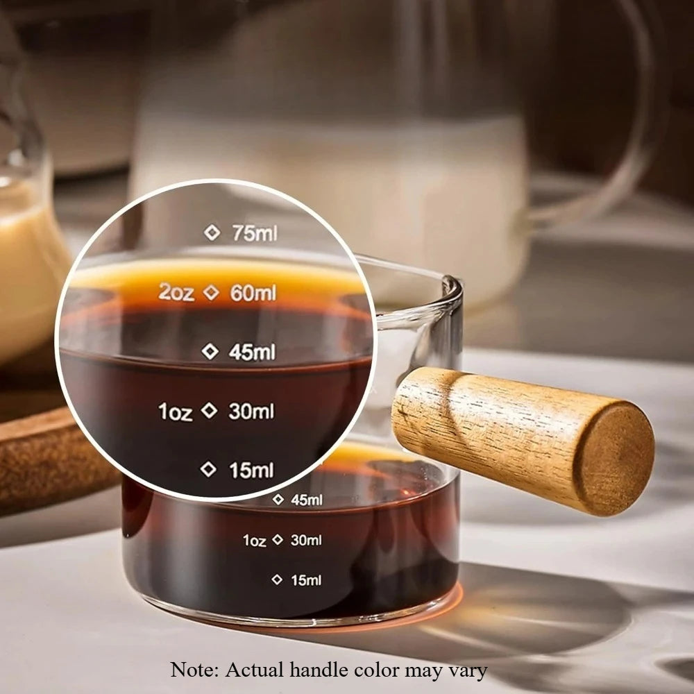 Italian Coffee Cup with Handle, 3.5 Oz Double mouth Glass Measuring Cup with Scale Transparent Italian Coffee Cup, Drinking Cup
