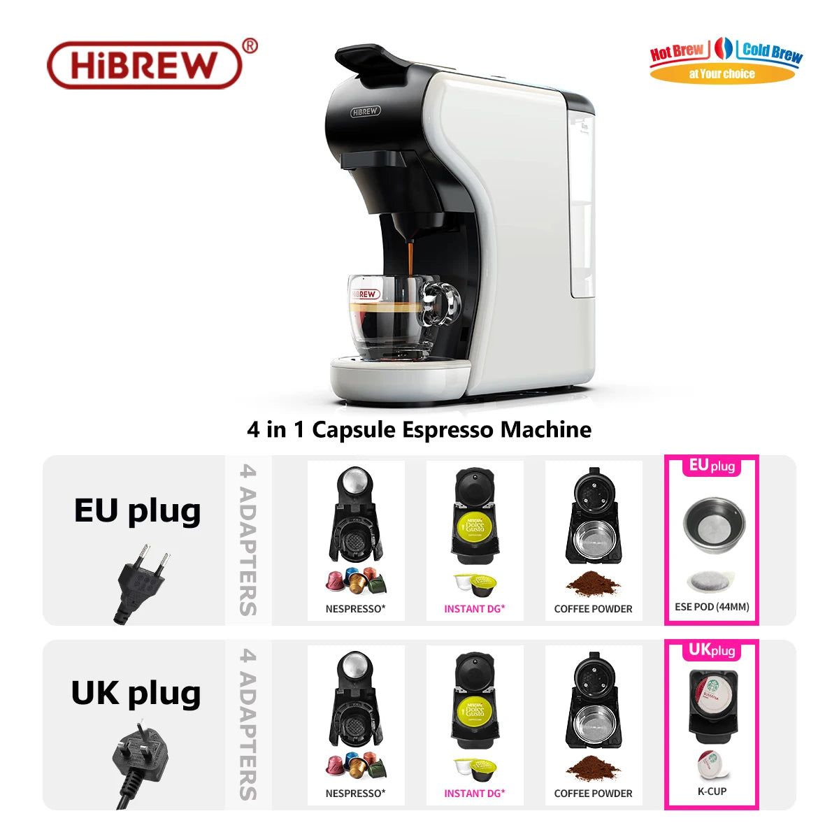HiBREW 4-in-1 Multi-Capsule Espresso Machine with Milk Frother