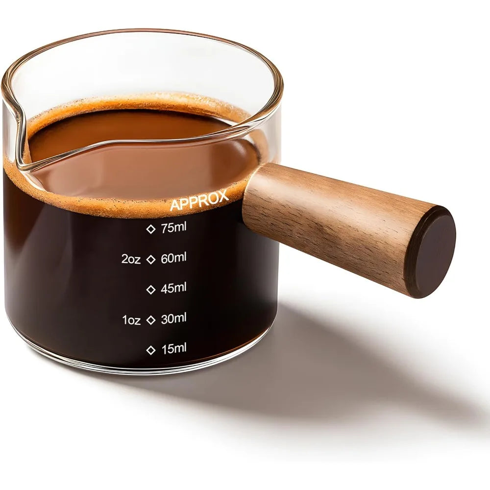 Italian Coffee Cup with Handle, 3.5 Oz Double mouth Glass Measuring Cup with Scale Transparent Italian Coffee Cup, Drinking Cup