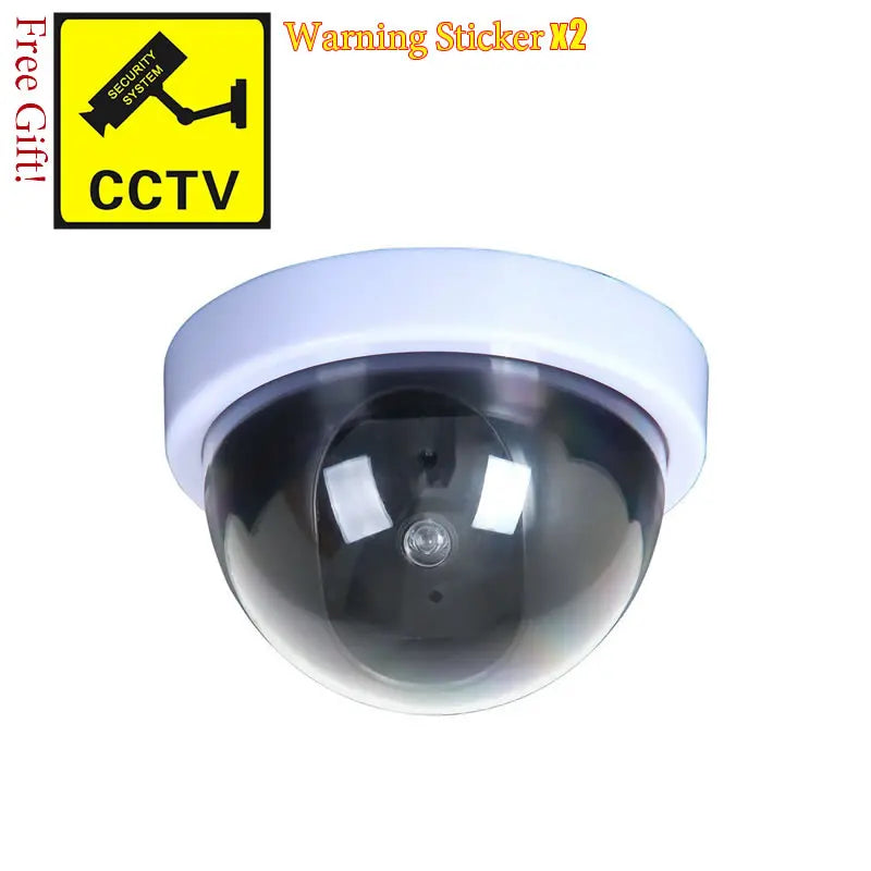 Dummy CCTV Camera with LED – Black/White Fake Security Deterrent