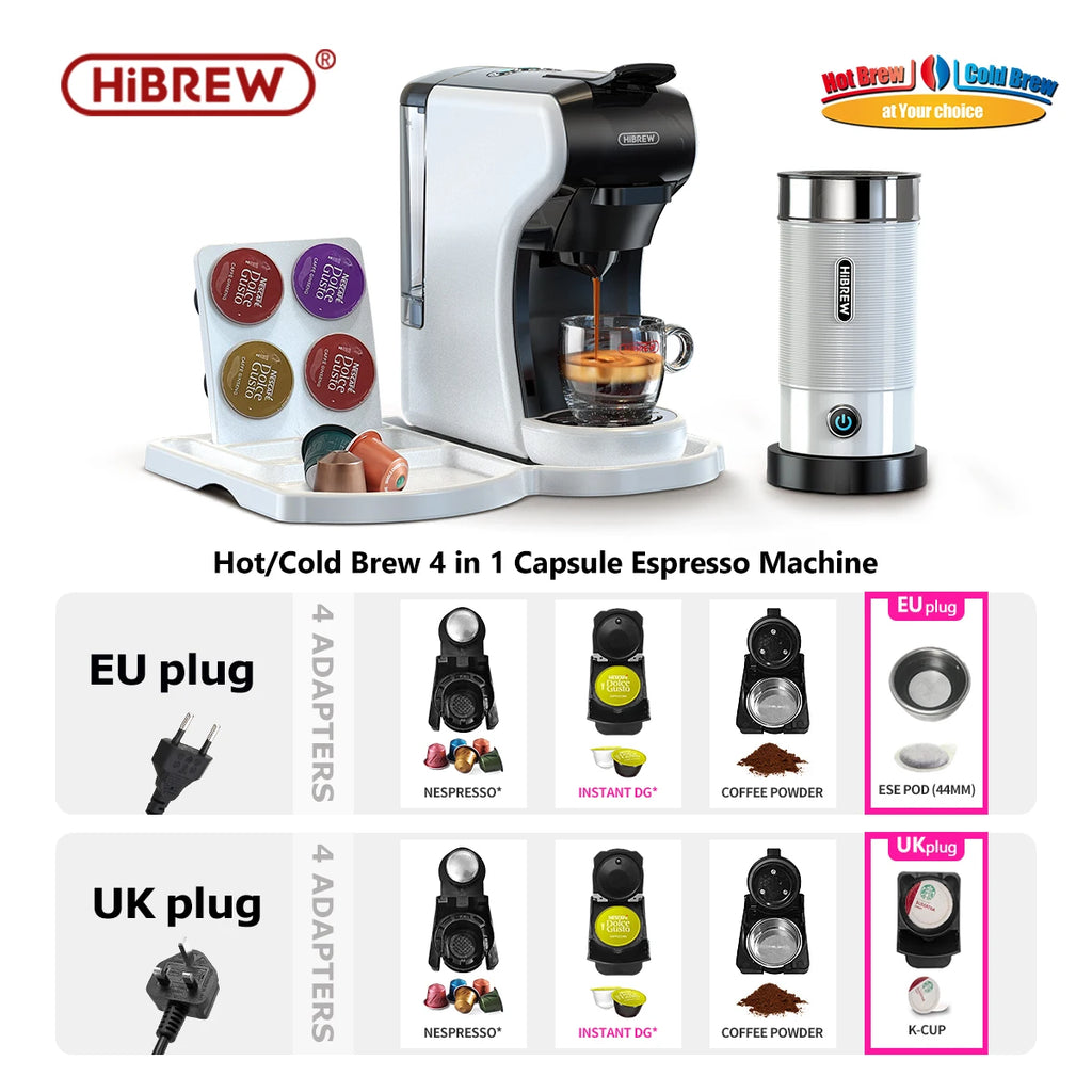 HiBREW 4-in-1 Multi-Capsule Espresso Machine with Milk Frother