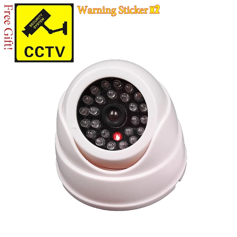 Dummy CCTV Camera with LED – Black/White Fake Security Deterrent