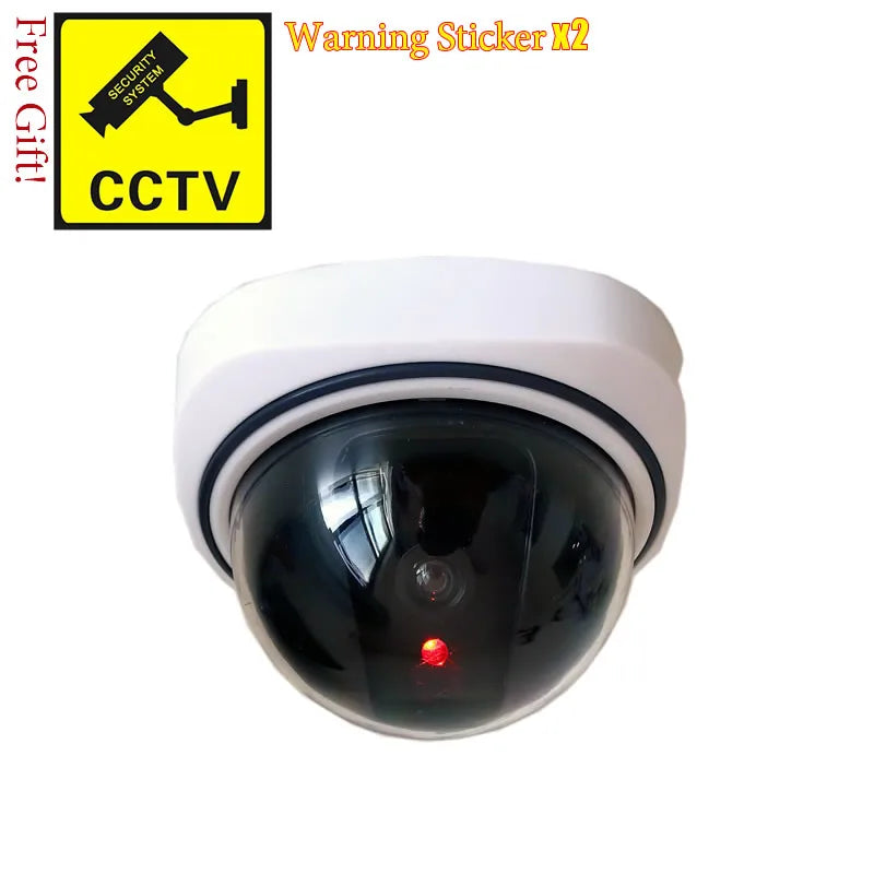 Dummy CCTV Camera with LED – Black/White Fake Security Deterrent