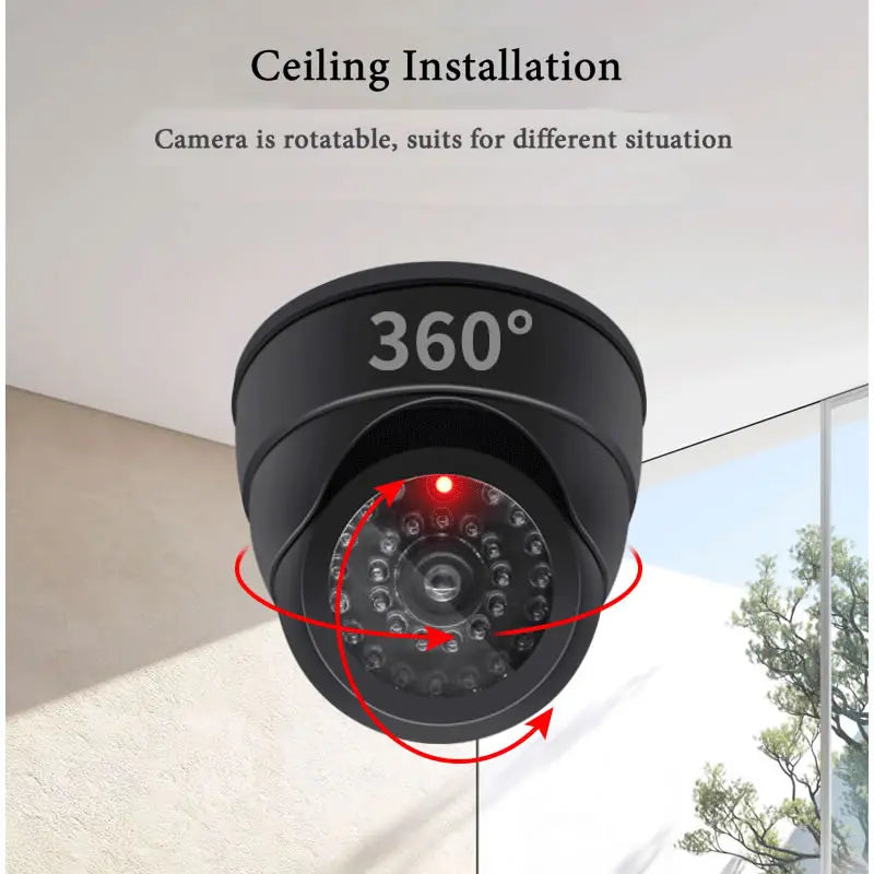 Dummy CCTV Camera with LED – Black/White Fake Security Deterrent