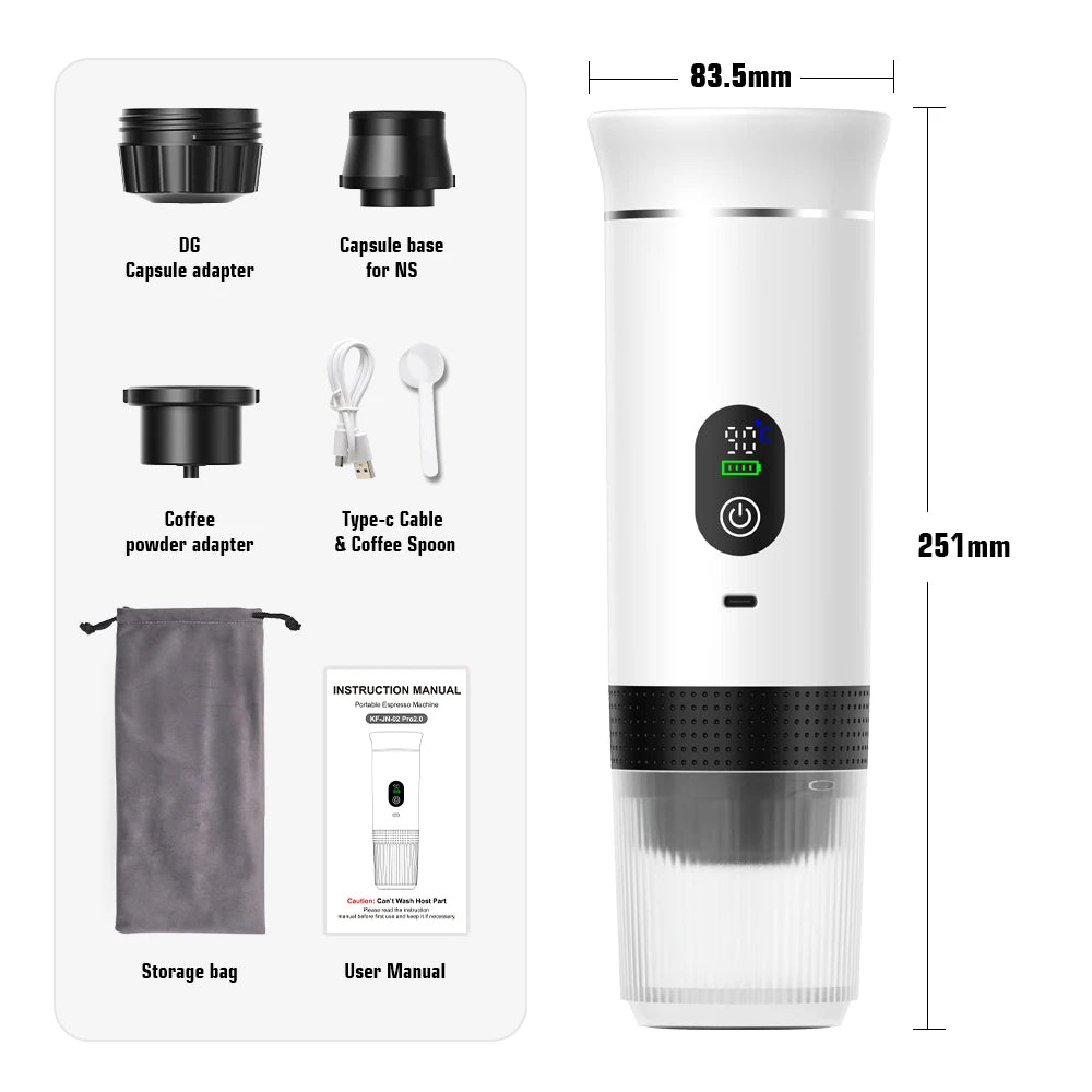 DENOKIN Portable Espresso Machine 20 Bar Digital Display