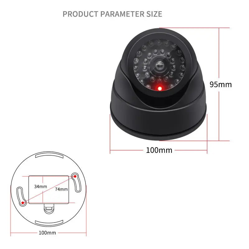 Dummy CCTV Camera with LED – Black/White Fake Security Deterrent