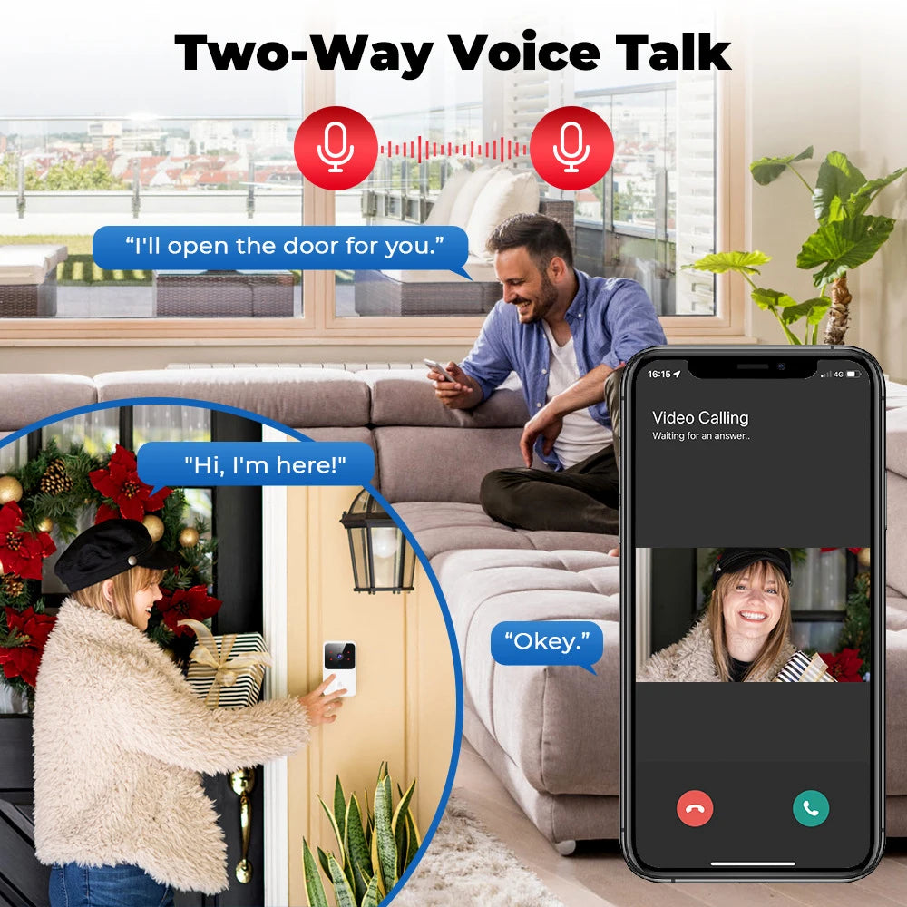 Smart Video Doorbell Camera WiFi Two-Way Talk Night Vision