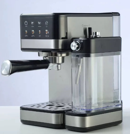 Semi-automatic Italian espresso machine with color screen touch control and milk box for one-touch coffee dispensing