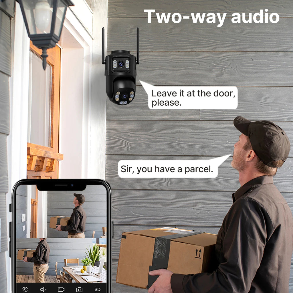 Outdoor PTZ IP Camera 8MP Dual Lens AI Auto-Tracking