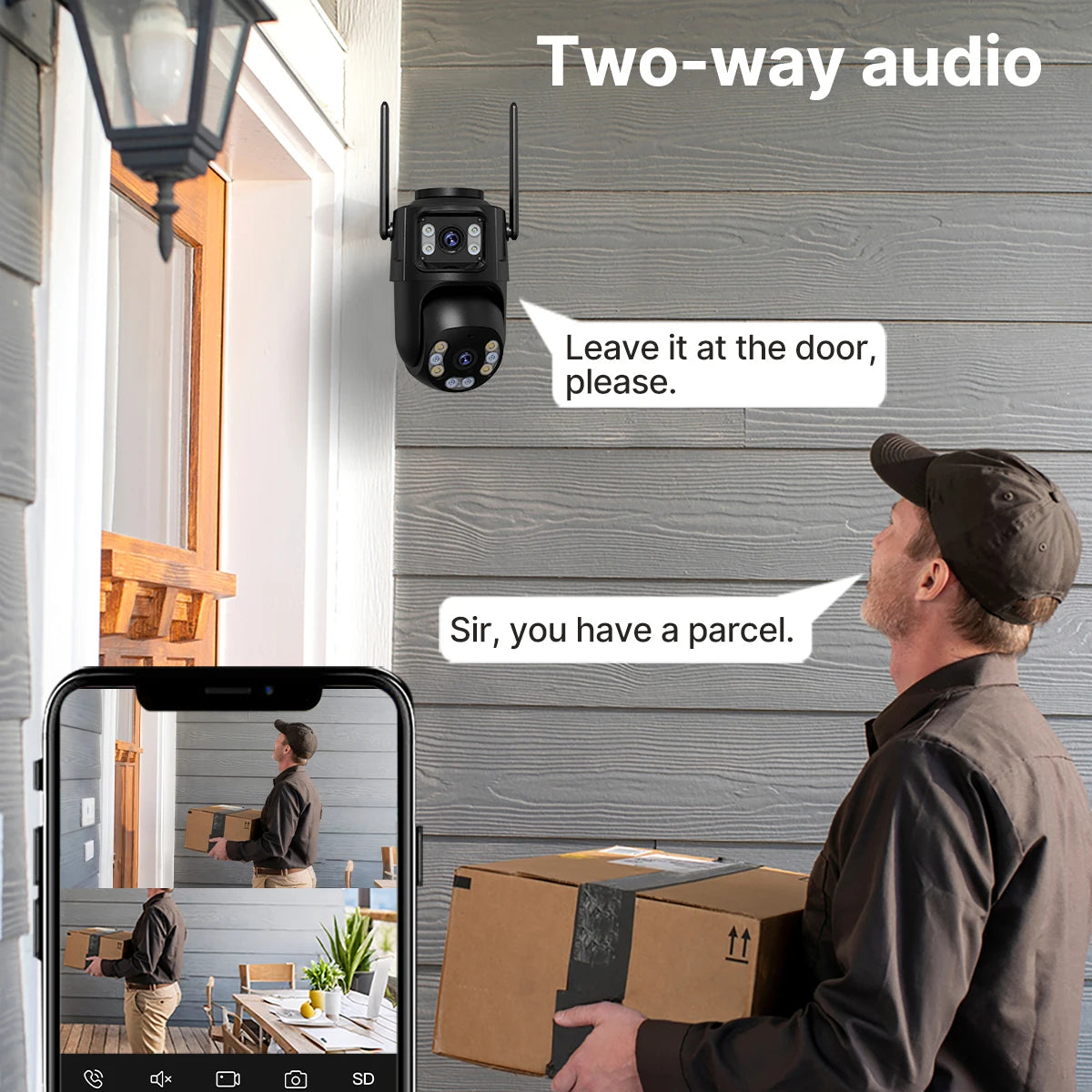 Outdoor PTZ IP Camera 8MP Dual Lens AI Auto-Tracking
