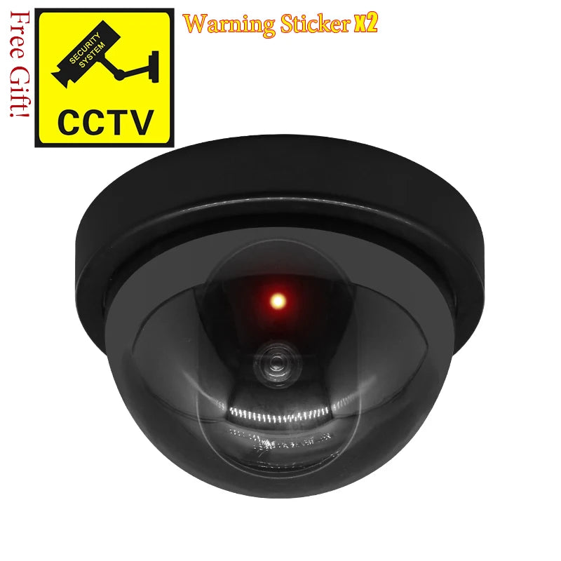 Dummy CCTV Camera with LED – Black/White Fake Security Deterrent