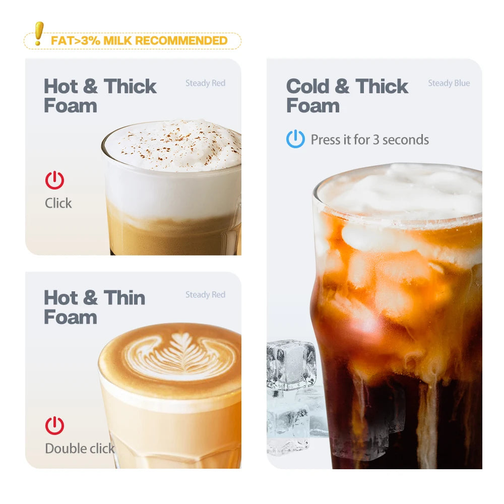 HiBREW M1A Automatic Milk Frother | Hot & Cold Foam | Cappuccino Latte