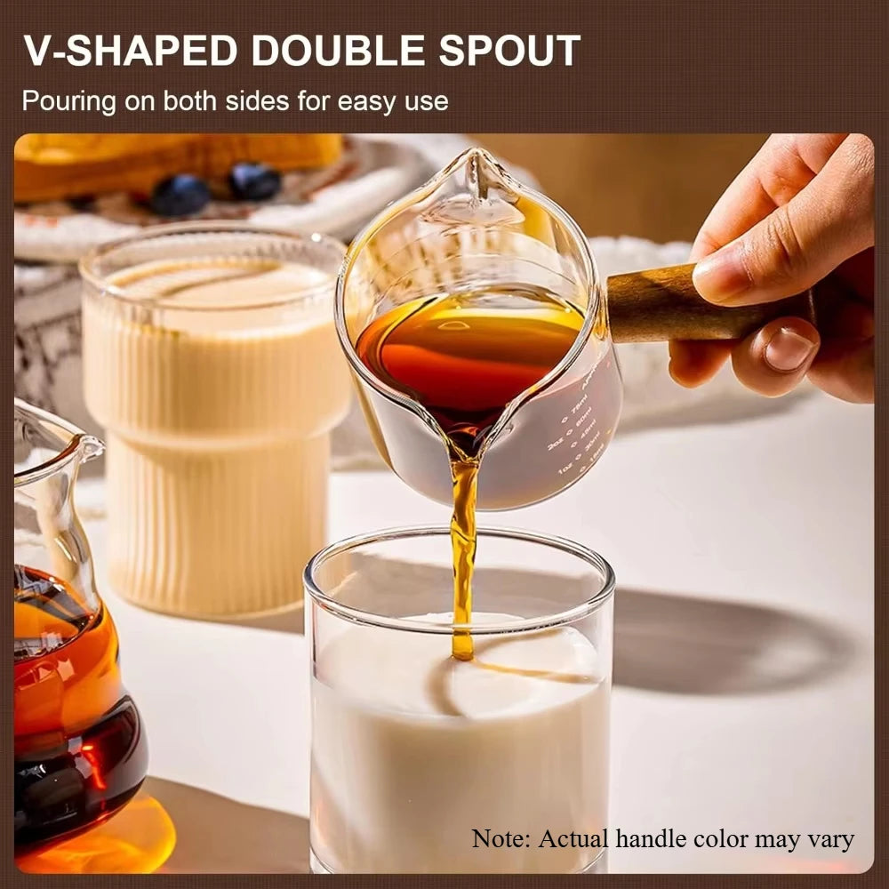 Italian Coffee Cup with Handle, 3.5 Oz Double mouth Glass Measuring Cup with Scale Transparent Italian Coffee Cup, Drinking Cup