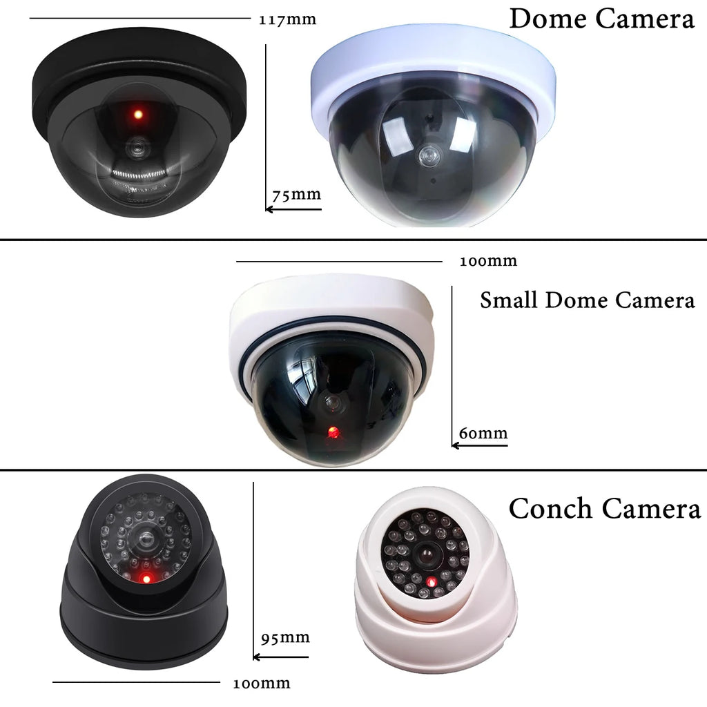 Dummy CCTV Camera with LED – Black/White Fake Security Deterrent